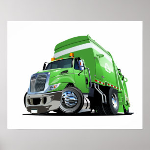 Affiche Camion à ordures de dessin
