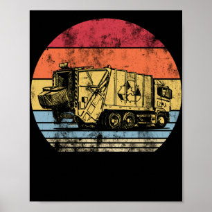 Affiche Camion à ordures recyclage Sunset Old School