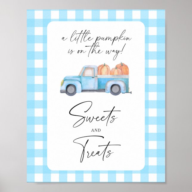 Affiche Camion bleu citrouille - bonbons et friandises bab (Devant)