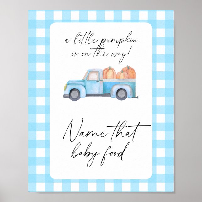 Affiche Camion bleu citrouille - nommez ce bébé nourriture (Devant)