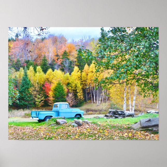 Affiche Camion bleu vintage (Devant)
