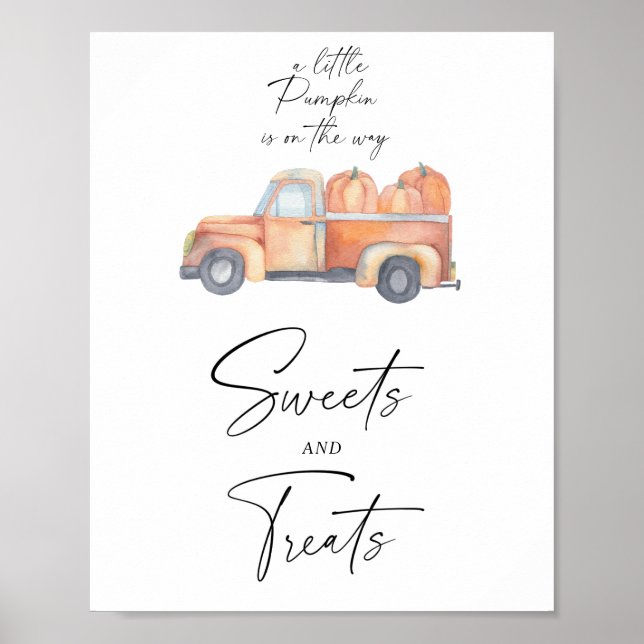 Affiche Camion citrouille - baby shower de bonbons et fria (Devant)