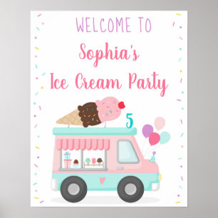 Affiche Camion Crème Glace Cute Bienvenue