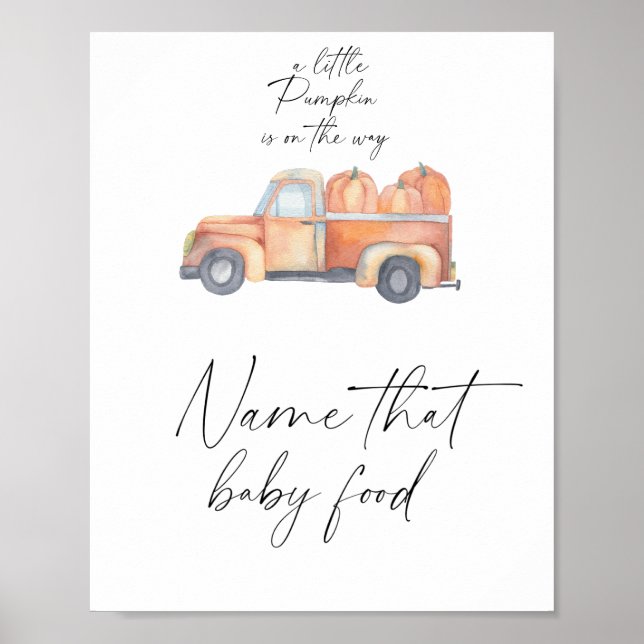Affiche Camion de citrouille - nommez ce bébé nourriture (Devant)