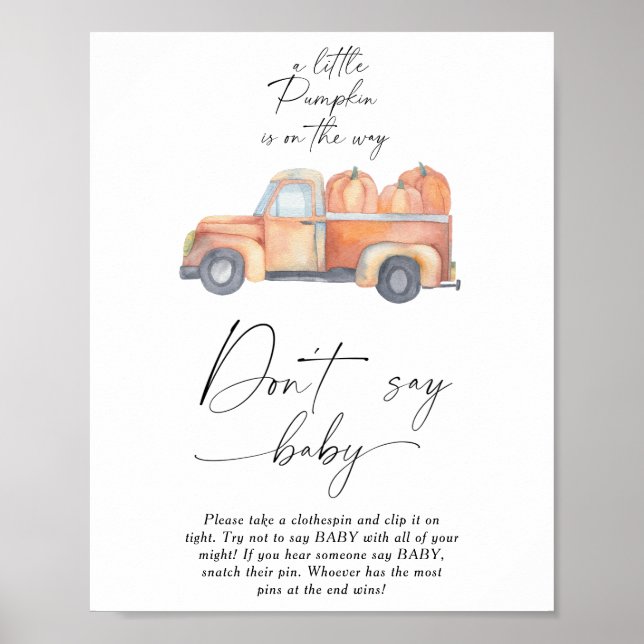 Affiche camion de citrouilles - Ne dites pas bébé (Devant)