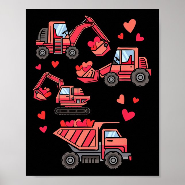 Affiche Camion De Construction Je T'Ai Creusé Drôle Garçon (Devant)
