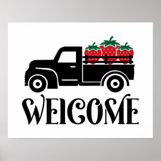 Affiche Camion de fraise de bienvenue