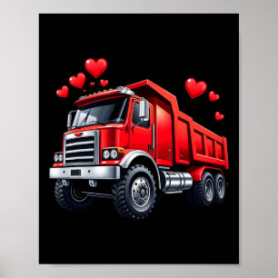 Affiche Camion de la Saint-Valentin, Tombereau avec coeurs