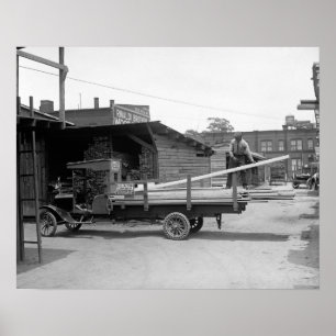 Affiche Camion de livraison de bois, 1926. Photo ancienne