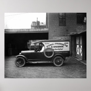 Affiche Camion de livraison de boucher, 1926. Photo ancien
