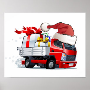 Affiche Camion de Noël de dessin animé
