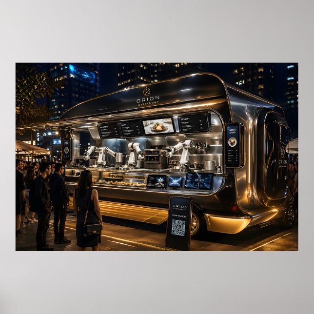 Affiche Camion de Nourriture Robotique Propulsé par l'IA (Devant)