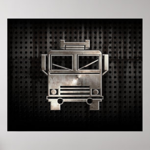 Affiche Camion de pompiers rocailleux
