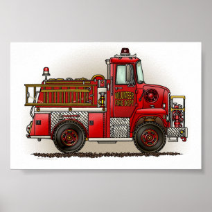 Affiche Camion de pompiers volontaires