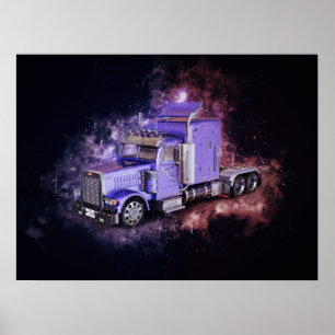 Affiche Camion de remorque à semi-remorque violet