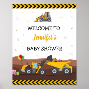 Affiche Camion Digger Sous Bébé Anniversaire Bienvenue