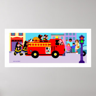 Affiche Camion d'incendie occupé