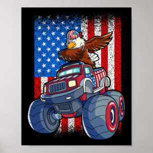 Affiche Camion Eagle Monster 4 Juillet Boys American Flag