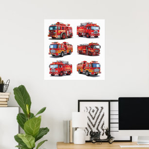 Affiche Camion feu rouge
