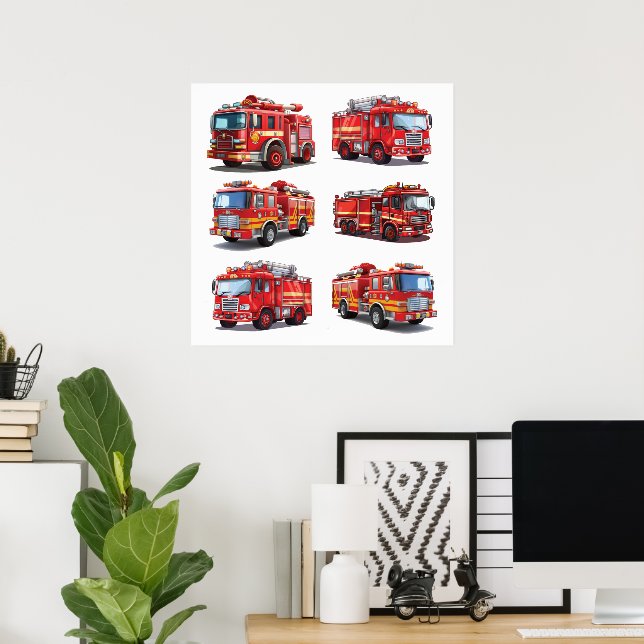 Affiche Camion feu rouge (Bureau à domicile)