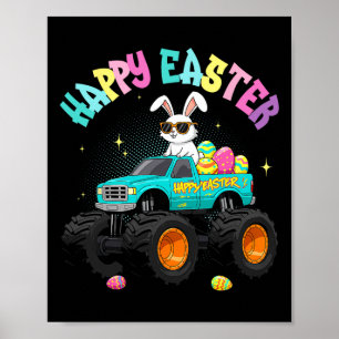 Affiche Camion Monster Bunny Mignonne Joyeux Pâques Pour E