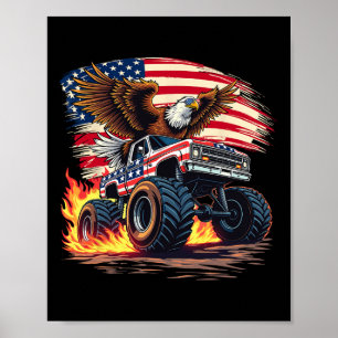 Affiche Camion Monster Eagle Bald - Drapeau Américain 4th