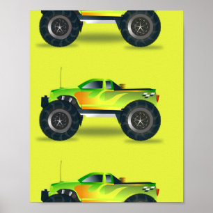 Affiche Camion Monster sur le vert citron