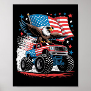 Affiche Camion Monstre Aigle Chauve Patriotique Rouge Blan