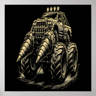 Affiche Camion Monstre Apocalyptique avec Double Perceuse