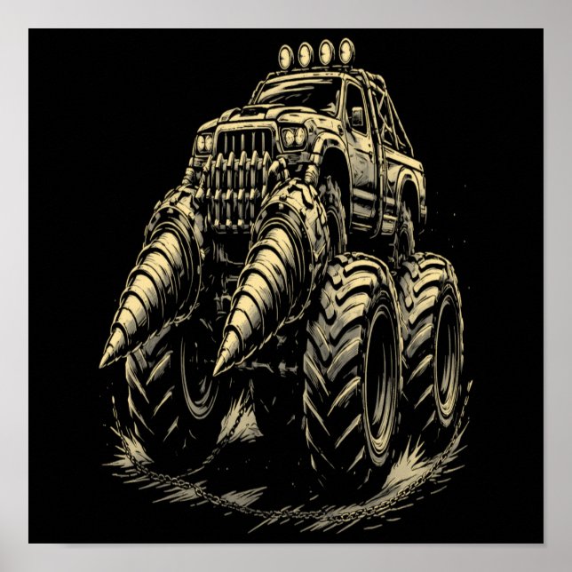 Affiche Camion Monstre Apocalyptique avec Double Perceuse  (Devant)