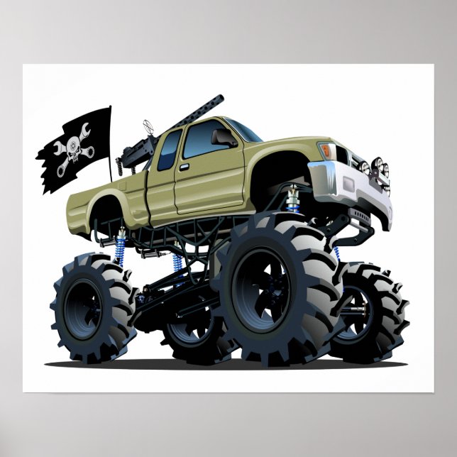 Affiche Camion monstre de dessin animé (Devant)