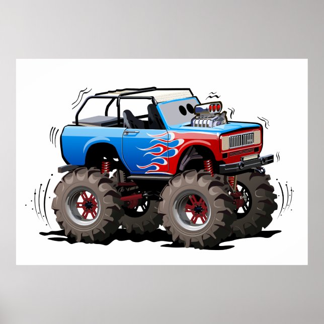 Affiche Camion monstre de dessin animé (Devant)