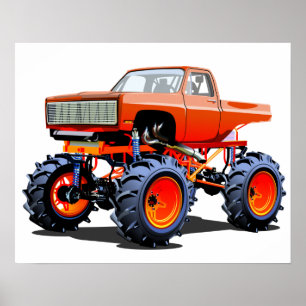 Affiche Camion monstre de dessin animé