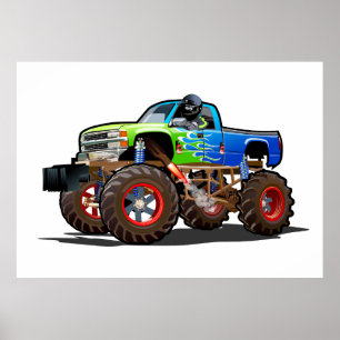 Affiche Camion monstre de dessin animé