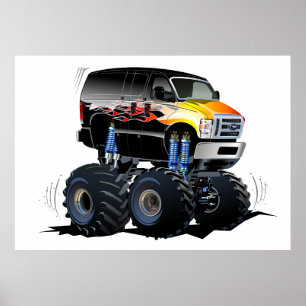 Affiche Camion monstre de dessin animé