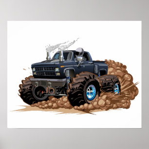 Affiche Camion monstre de dessin animé