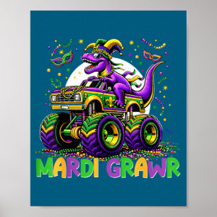 Affiche Camion Monstre Dinosaure Mardi Grawr Mignon