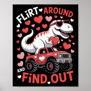 Affiche Camion Monstre Dinosaure Saint Valentin Flirte et