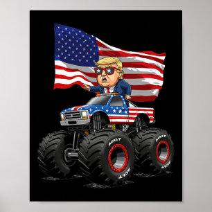 Affiche Camion Monstre Donad Trump 4 Juillet Drapeau Usa A