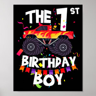 Affiche Camion Monstre Garçon 1er Anniversaire Drôle 1 An