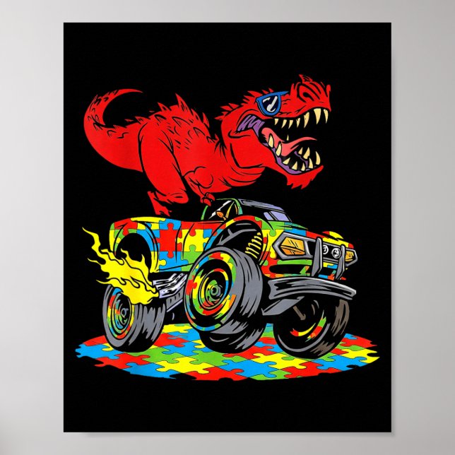 Affiche Camion Monstre Trex Sensibilisation à l'Autisme Co (Devant)