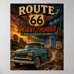 Affiche Camion Rétro Vintage Route 66 Desert Thunder
