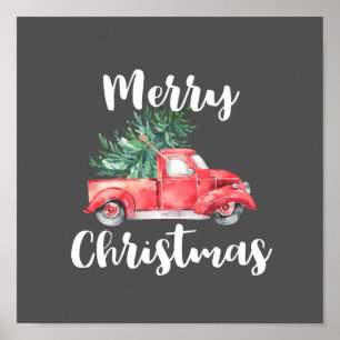 Affiche Camion rouge et arbre   Gray Joyeux Noël