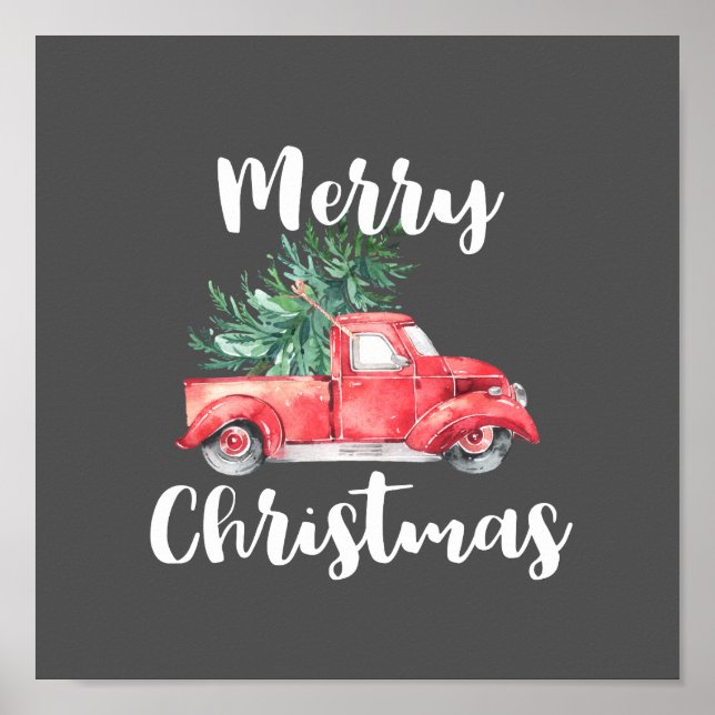 Affiche Camion rouge et arbre | Gray Joyeux Noël (Devant)