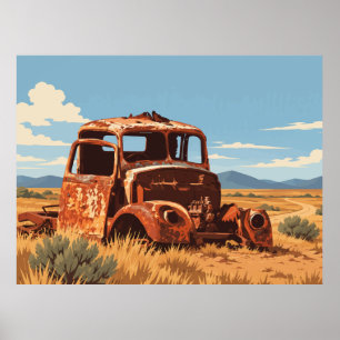 Affiche Camion Rouillé Vintage Coober Pedy