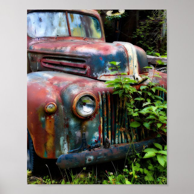 Affiche Camion rusty coloré ancien (Devant)