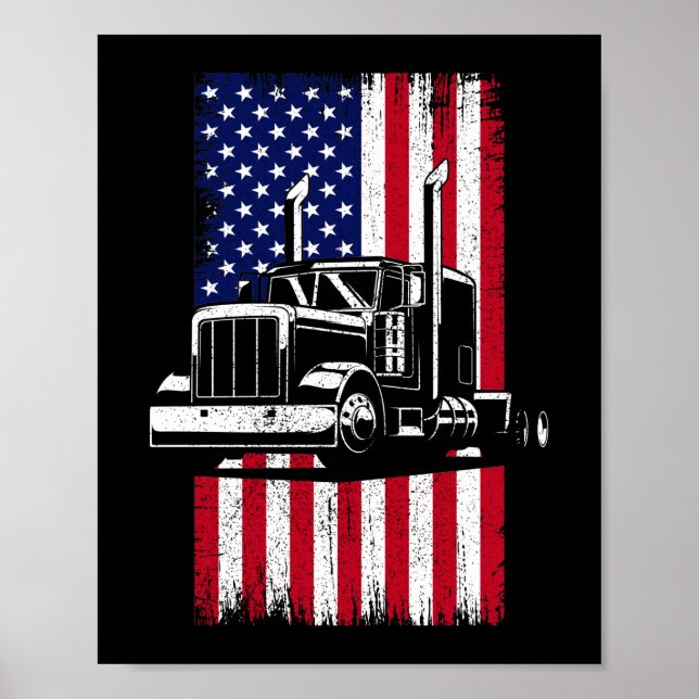 Affiche Camionneur américain Drapeau Trucker (Devant)