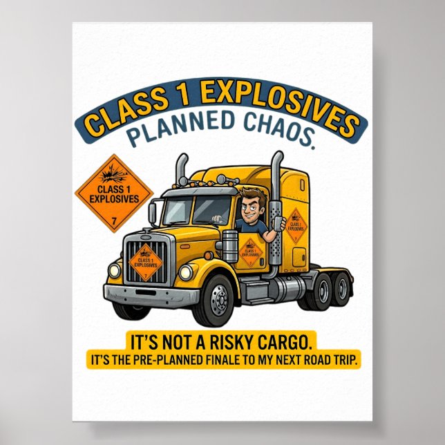 Affiche Camionneur de produits explosifs de classe 1 | Tél (Devant)