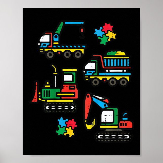 Affiche Camions de construction de Sensibilisations sur l' (Devant)