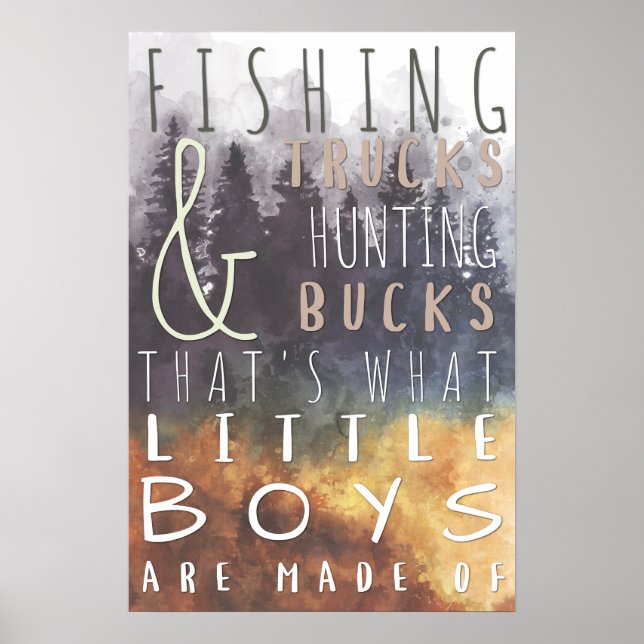 Affiche Camions de pêche chasse de chevreuils bébé garçon  (Devant)